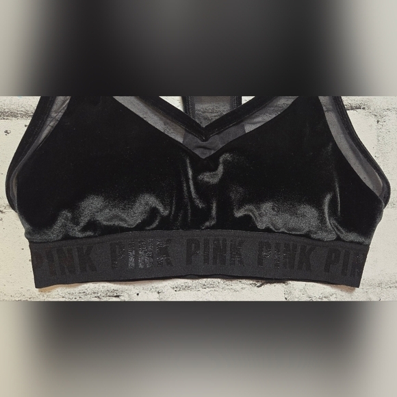 Pink Sport Victoria's Secret Black Velvet and Sheer Trim Push Up Bra - Picture 4 of 13